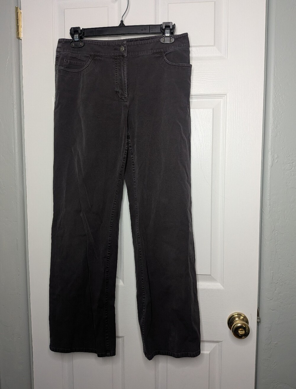 Eileen Fisher Organic Stretch Cotton Twill Wide Leg Pants Gray Small
